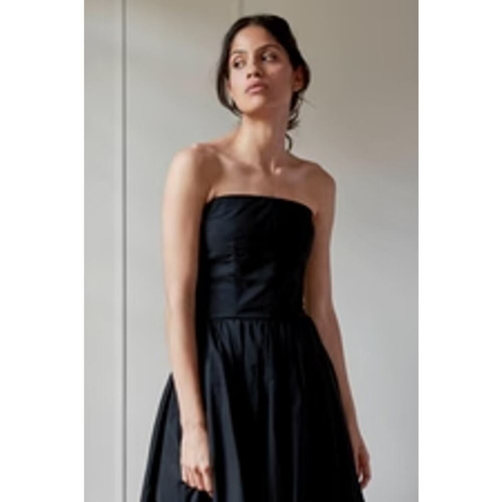 Cocktail dress Party Strapless Theoryl 2 Mini Little Black Satin Minimalist